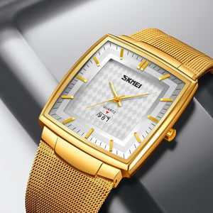 SKMEI - 9311 - Elegant Square Quartz Mesh Edition Watch - gold/silver image 1