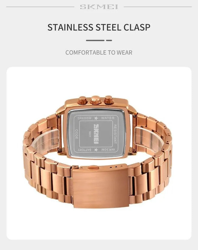 SKMEI - 9331 - Luxury Chronograph Wr30m Waterpoof Quartz - Rosegold/Black image 5