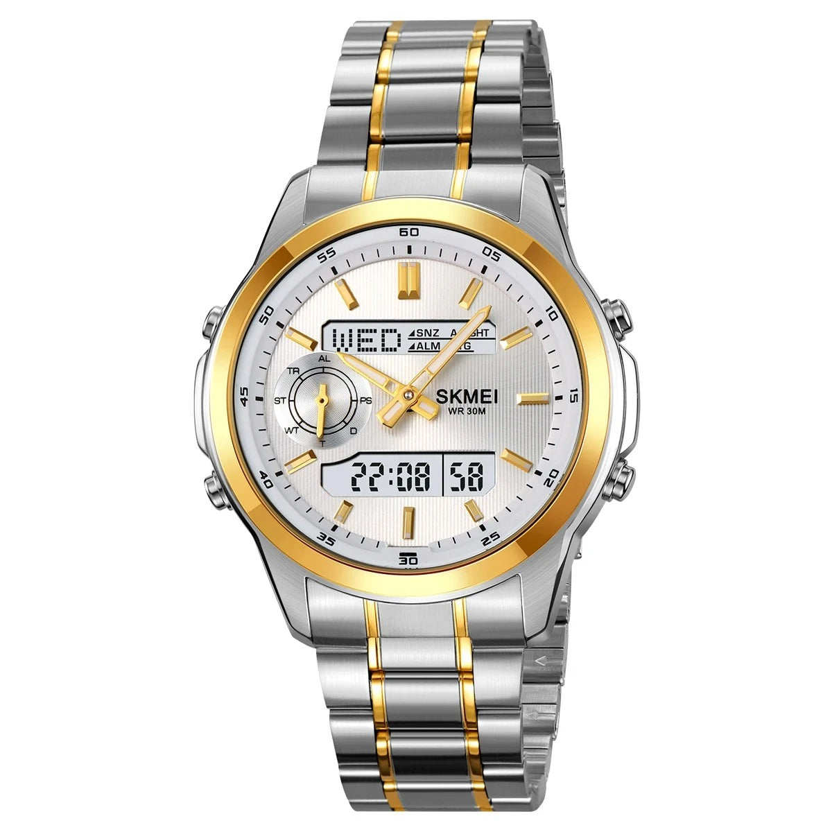 SKMEI - 2284 - World Master Dual Display Watch - Silver/Gold image 3