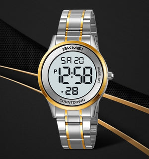 SKMEI 2425 Round Digital Countdown Watch- gold/silver image 4