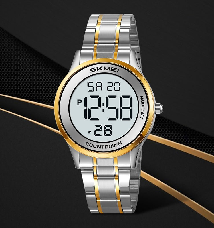 SKMEI 2425 Round Digital Countdown Watch- gold/silver image 4