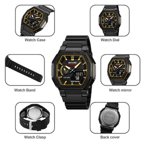 SKMEI - 2438 - Dual Sports Watch Multiple Time Zone - Black/Gold image 4