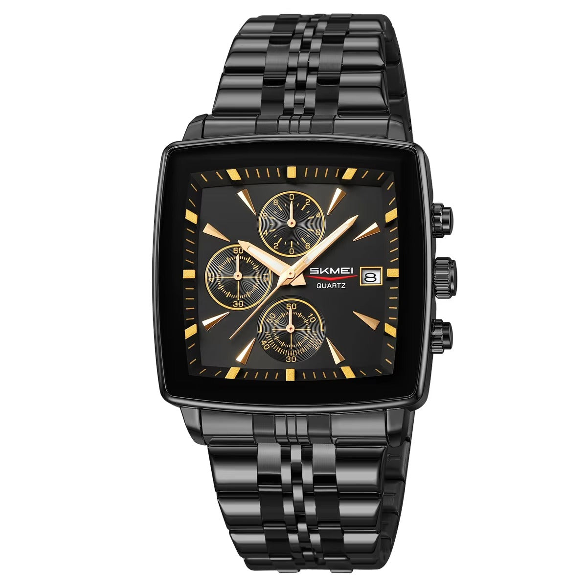 Skmei - 2434 - Men's Stainless Steel Quartz Chronograph Watch - black/gold image 2