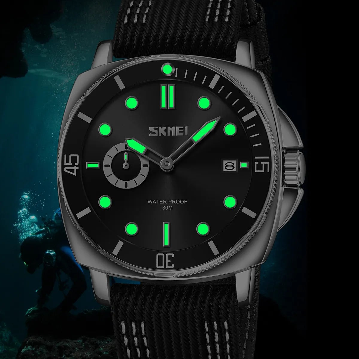 SKMEI 9328 Analog Quartz Nylon Strap Casual Watch - Black image 4