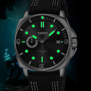 SKMEI 9328 Analog Quartz Nylon Strap Casual Watch - Black image 4