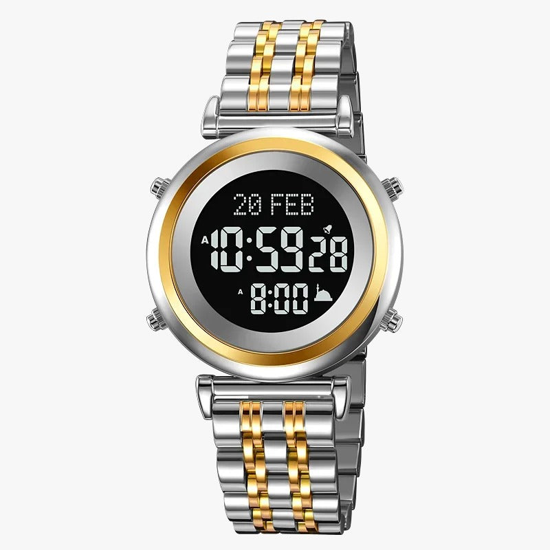 SKMEI - 2139 - Qibla Azan Time Reminder Prayer Watch - silver/gold-black image 1