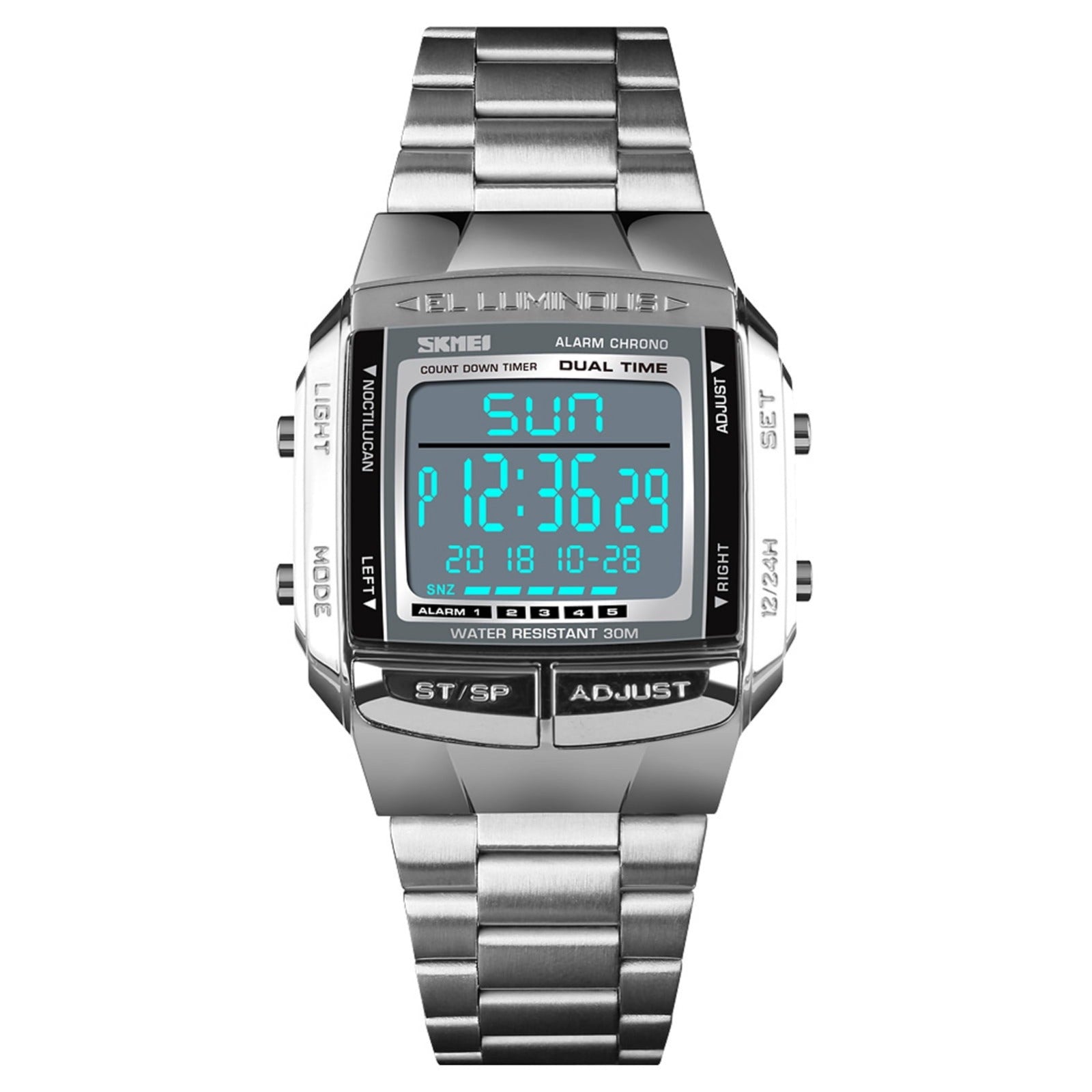 Skmei - 1381 - Digital Stainless Steel Watch - Silver image 4