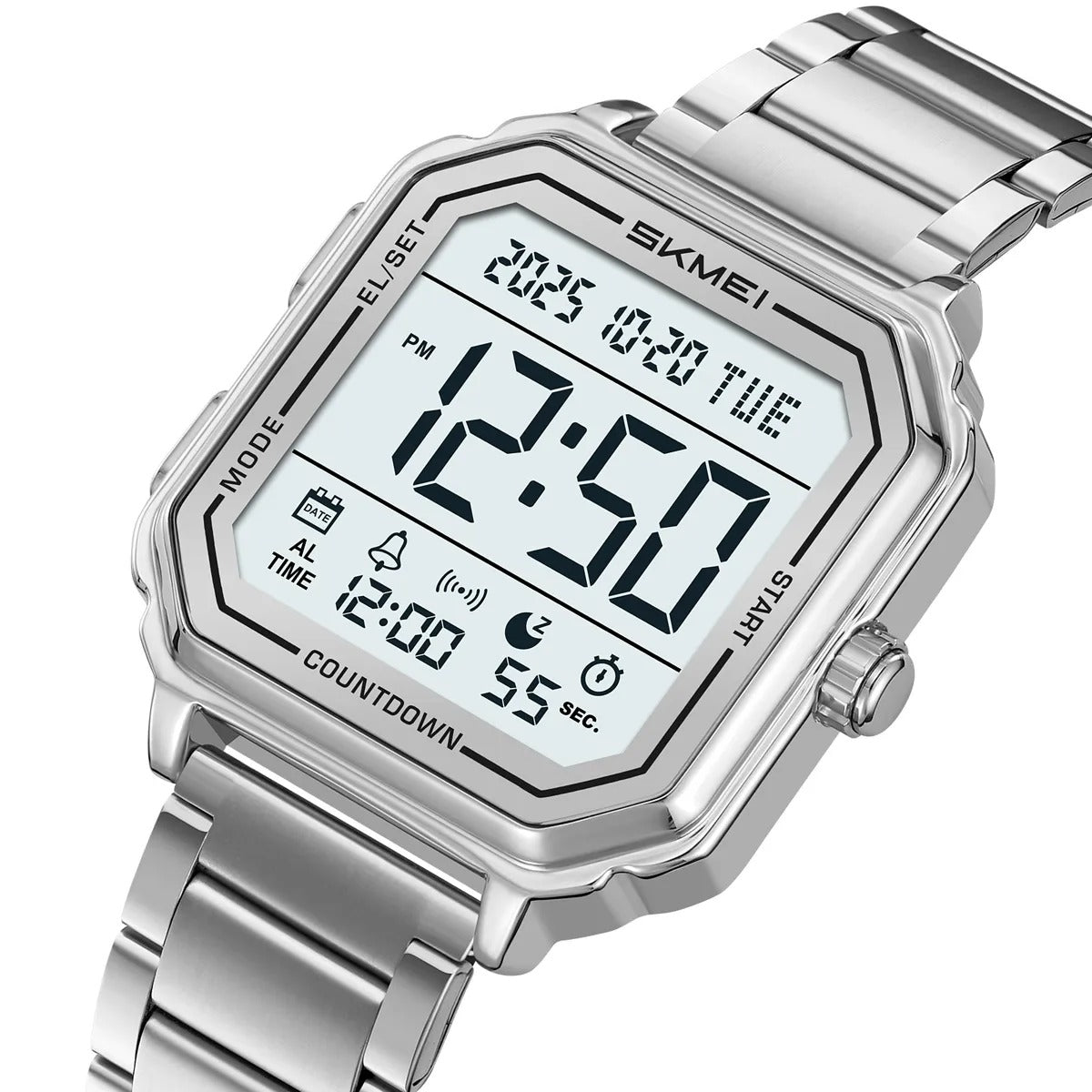 Skmei – 2559 – Digital Classic Sports Watch – Silver/Steel Strap image 0