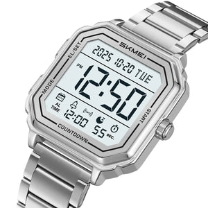 Skmei – 2559 – Digital Classic Sports Watch – Silver/Steel Strap image 0