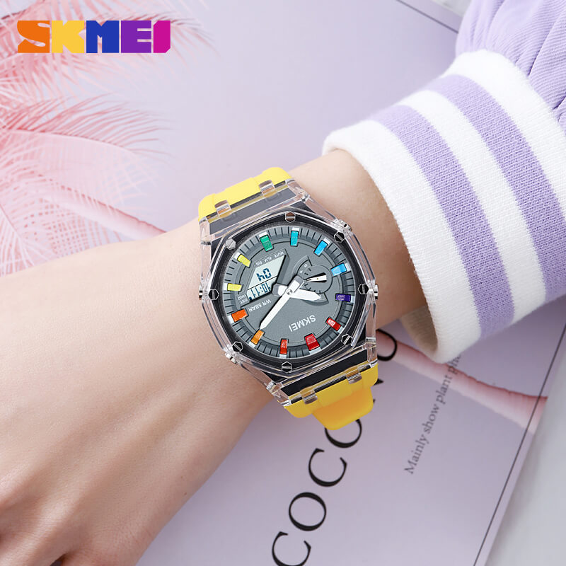 Skmei - 2100 - World Time 50m Waterproof - Yellow image 4