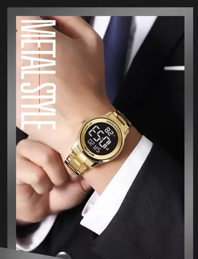 SKMEI 2425 Round Digital Countdown Watch - gold-black image 4