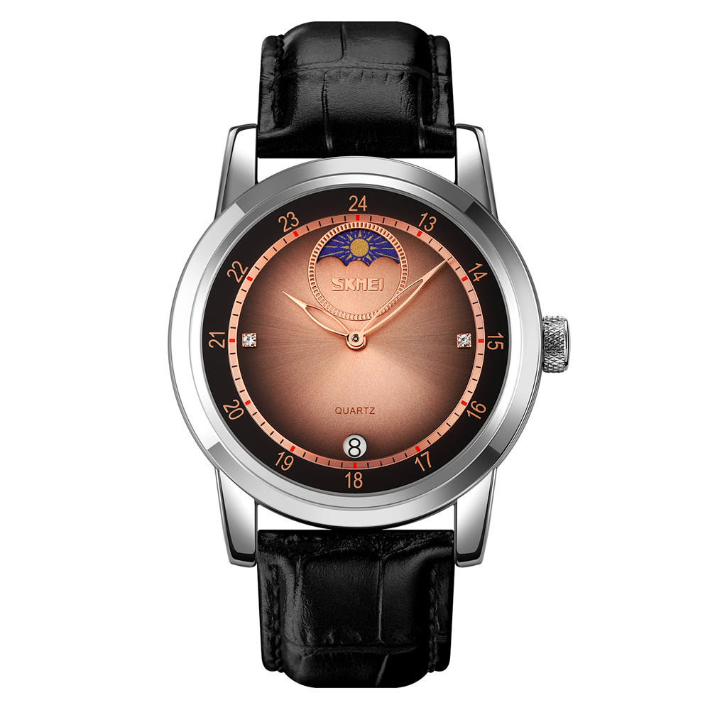 Skmei – 9300 – Elegant Moon Phase Edition Watch – Silver / Rose Gold image 4