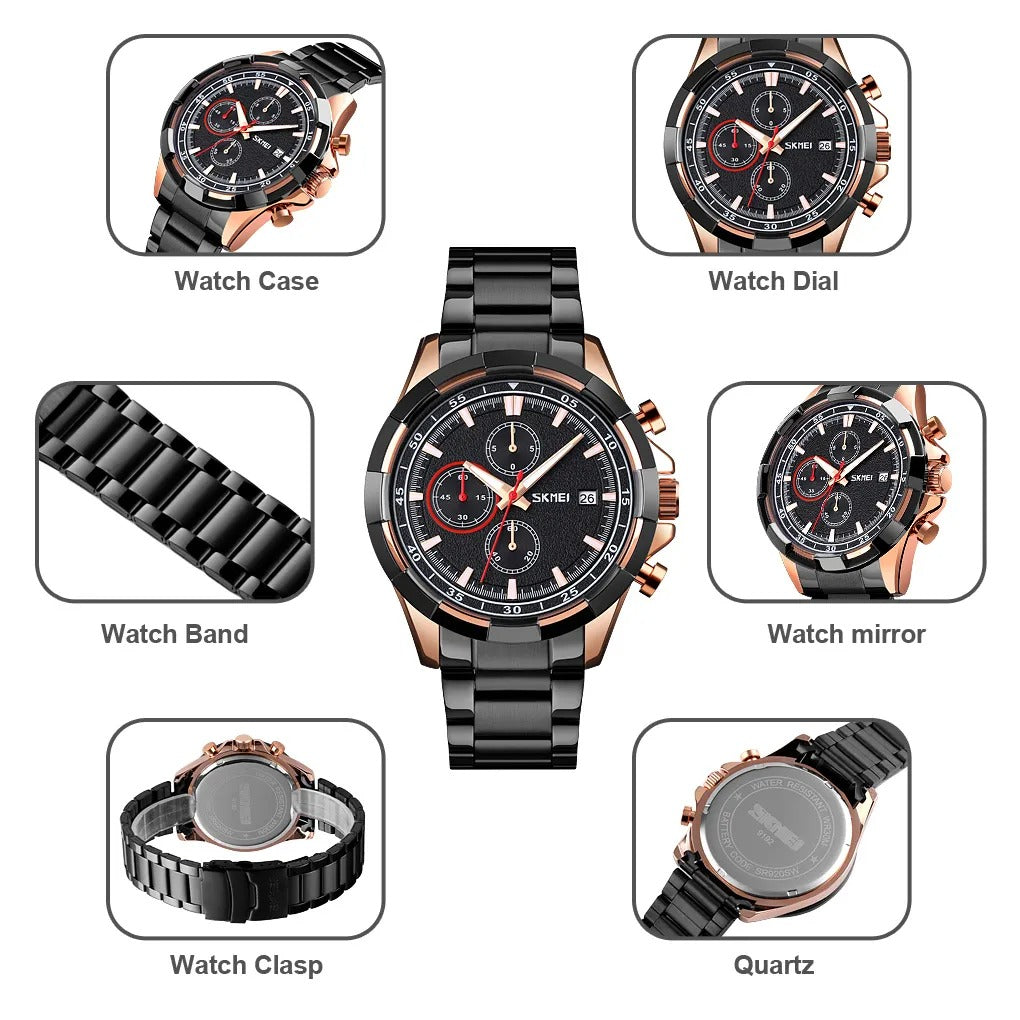 SKMEI - 9192 - Premium Chronograph Analog Watch - rosegold/black image 4
