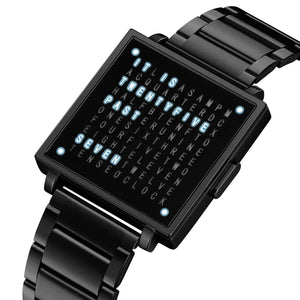 Skmei - 2388 - Luxury Word Dial Watch - Black-Steel image 0