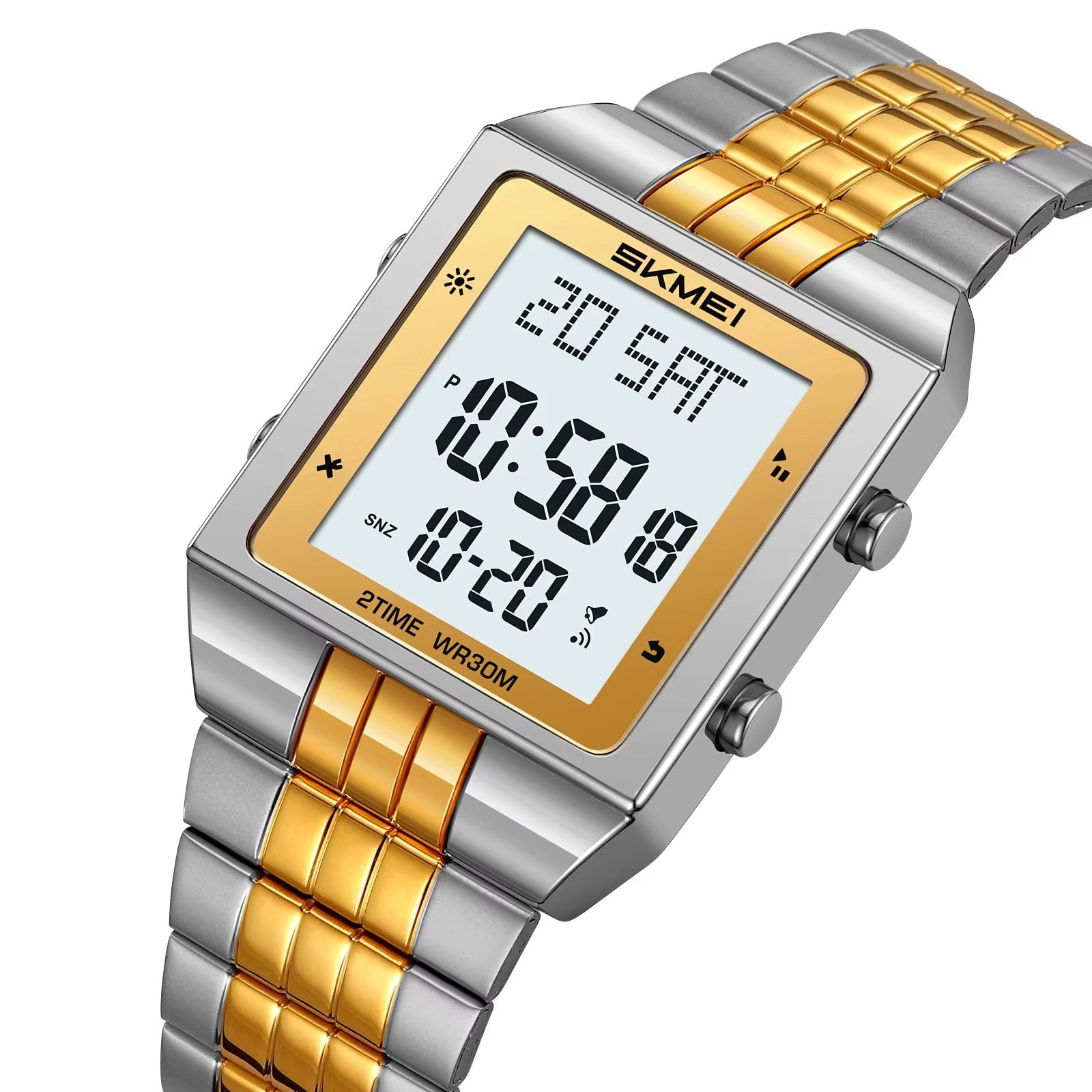 SKMEI - 2335 - Digital Multifunction Stainless Steel Watch - Gold/Silver image 0