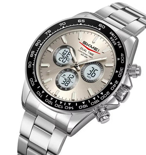 SKMEI - 2505 - Electronic Quartz Dual Display Watch - Silver/Grey-Steel image 0