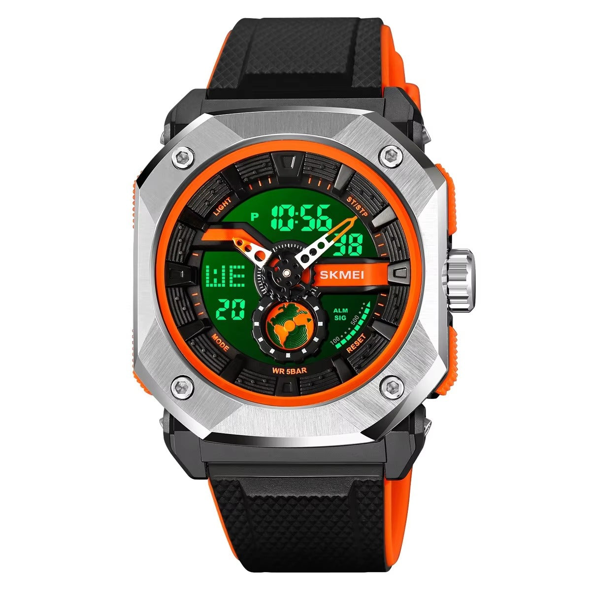 SKMEI - 2272 - Rugged Luxury Sports Watch - Black/Orange image 2