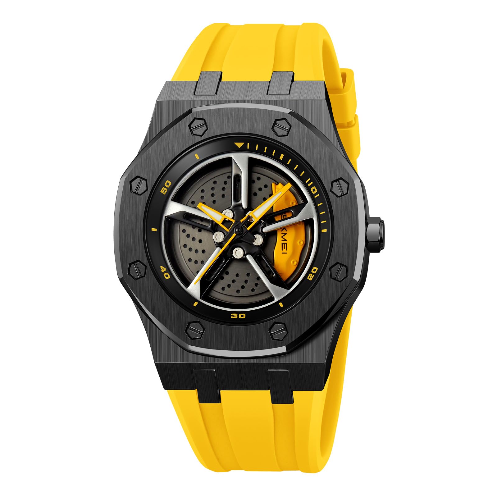 SKMEI - 2359 - Rotating Wheel Sports Edition Watch - yellow-silical gel image 1