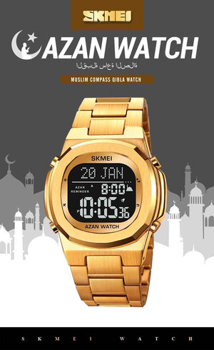 SKMEI - 2036 - Qibla Azan Time Reminder Prayer Watch - gold/black image 2