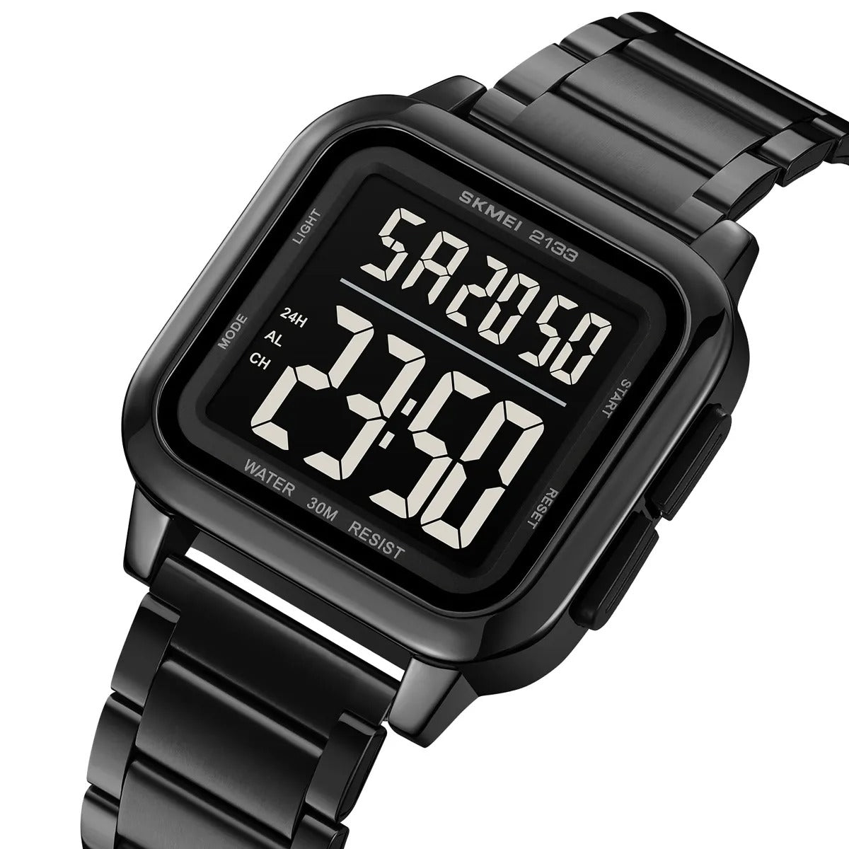 SKMEI 2133 Square Digital Stainless Steel Sports Watch - black image 0