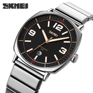 SKMEI - 9280 - Slim Steel Analog Quartz Watch - Silver/Black image 0