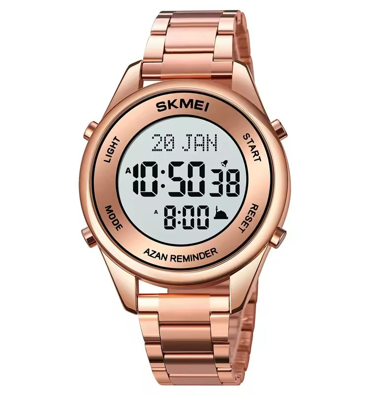 SKMEI - 1861 - Qibla Azan Time Reminder Prayer Watch - rose gold/white image 0