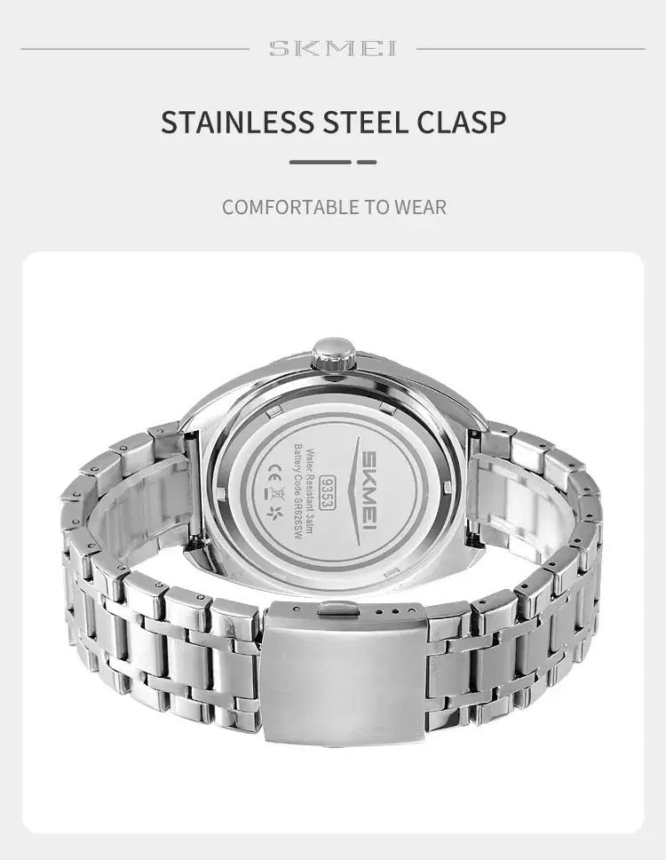 SKMEI - 9353 - Classic Stainless Steel Quartz Men Watch - Silver image 2