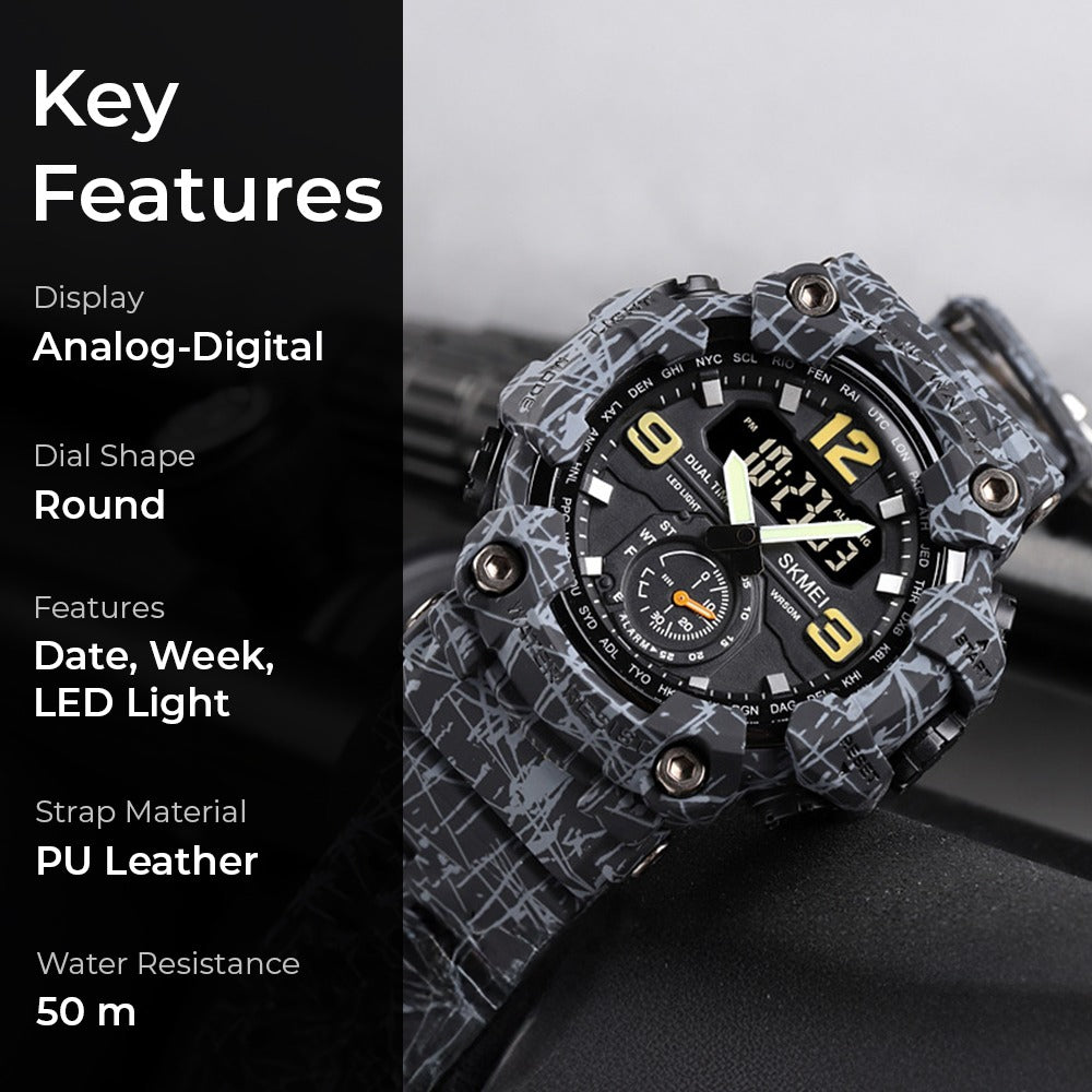 Skmei - 1637 - Warrior Dual Display Watch - Grey/Black image 5