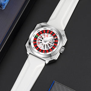 SKMEI - 9379 - Rotating Poker Dial Silicone Wrist Watch - Silver/white image 2
