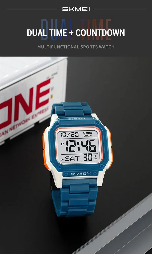 Skmei - 2264 - Multifunctional Sport Watch - Blue/White image 3