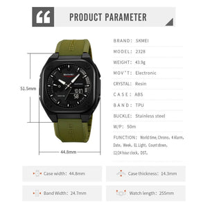 Skmei - 2328 - World Master Dual Display Watch - Army/Green image 3
