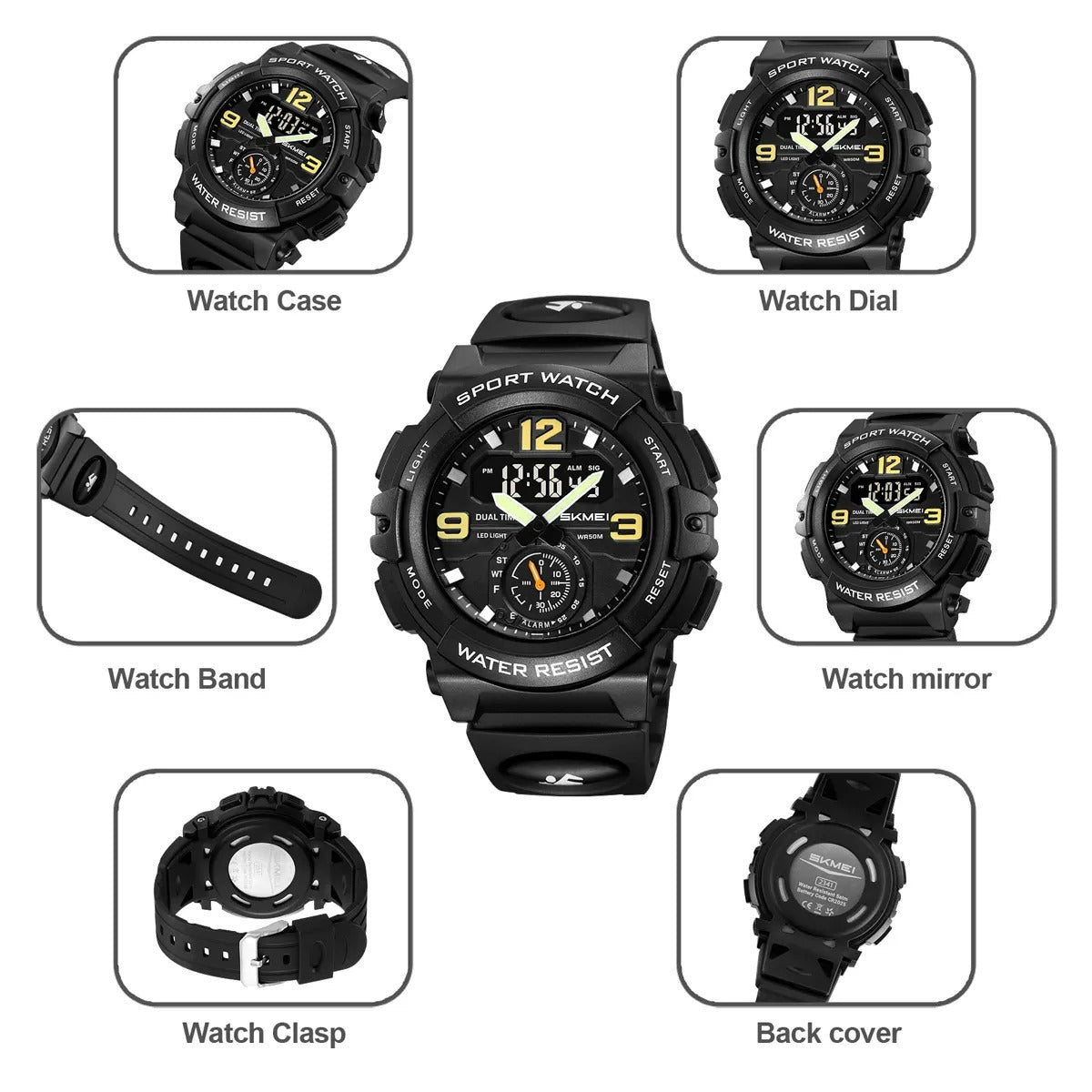 Skmei - 2341 - Power Strike Dual Display Watch - Black image 3