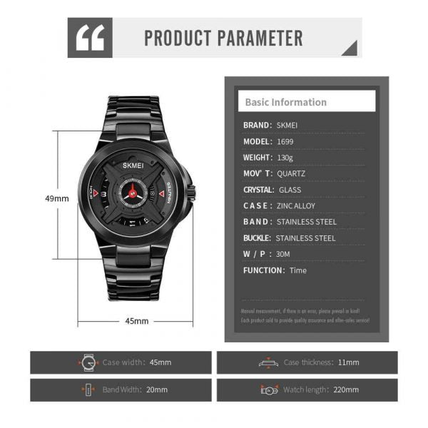SKMEI - 1699 - Special Dial Quartz Wrist Watch - black image 5