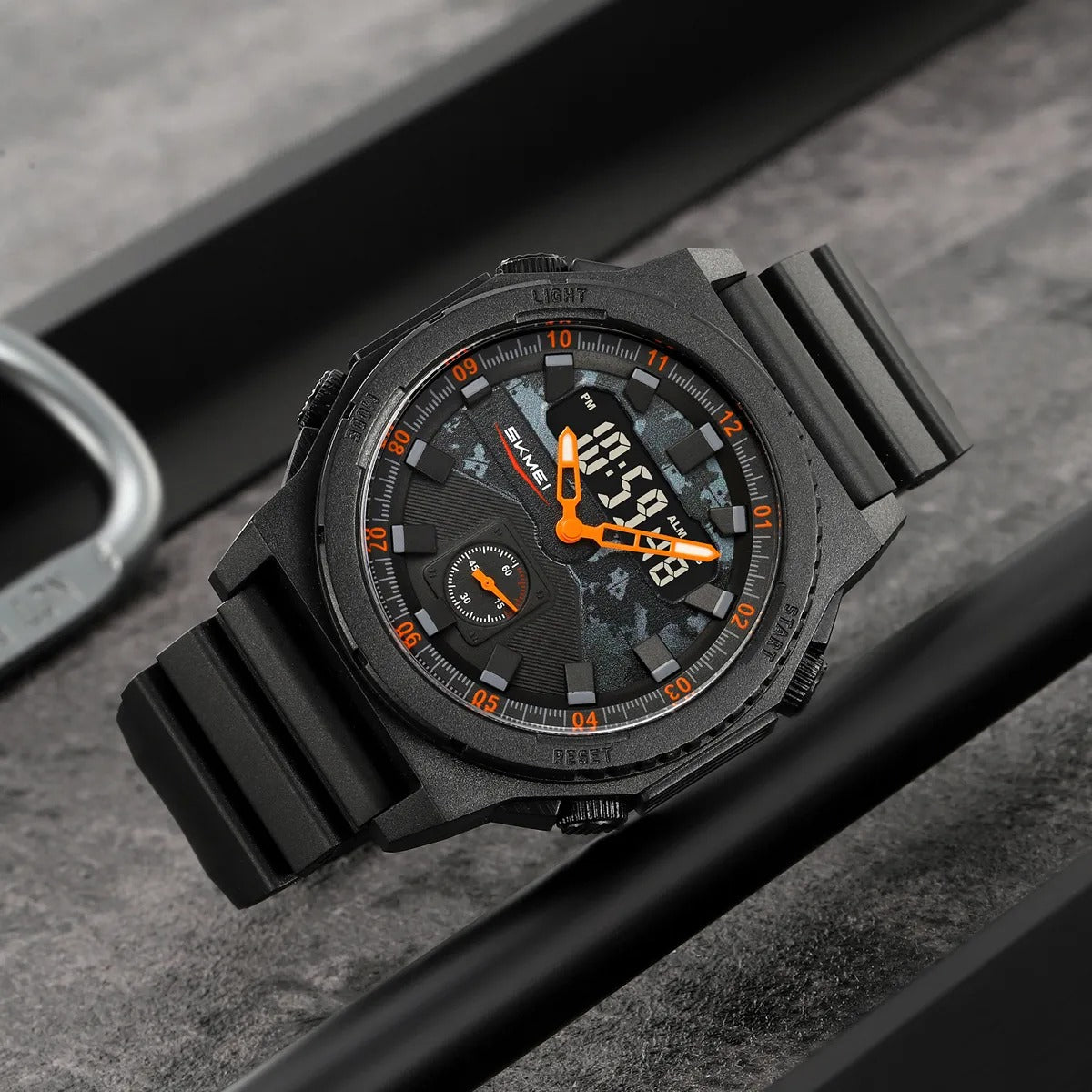 SKMEI - 2355 - Tactical Sports Digital Watch - Black/Orange image 1