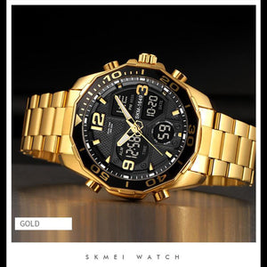 Skmei - 1649 - Rotatable Ring Quartz MultiFunctional Watch - Gold image 3