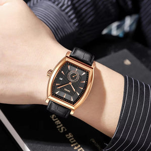 Skmei- 9306 - Leather Strap Quartz Alloy case Downsecond - rose gold/black image 2