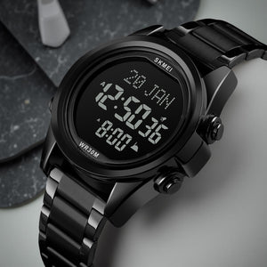 SKMEI - 1667 - Qibla Azan Time Reminder Prayer Watch - Black/black image 1