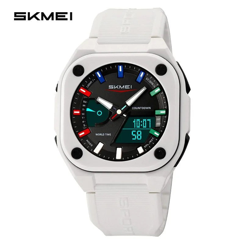 Skmei - 2328 - World Master Dual Display Watch - White image 1