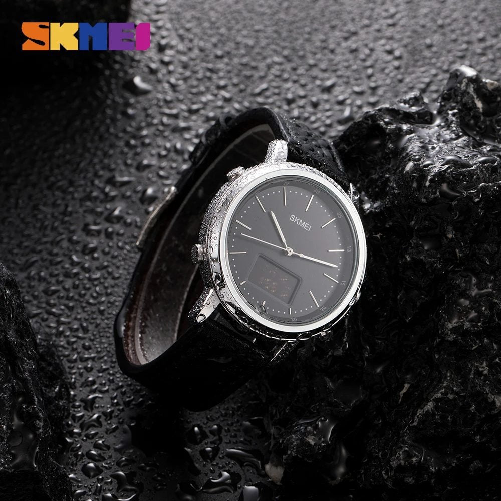 Skmei - 1652 (Strap) - Multifunctional Waterproof - Silver/Black-Leather image 2