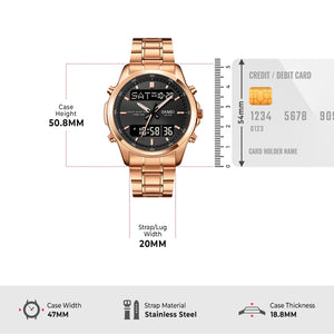 Skmei - 2049 - Multifunctional Waterproof Watch - Rosegold/Black image 4