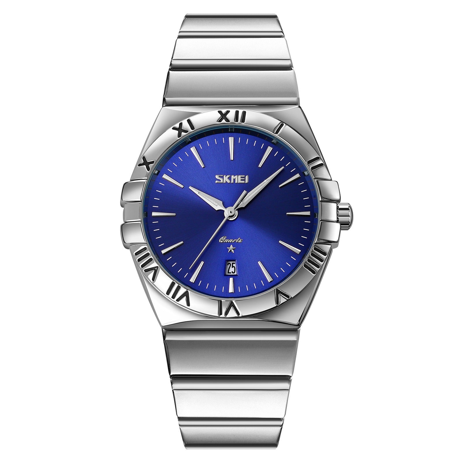 SKMEI - 9257 - Business Stainless Steel Band Men's Watch - silver/blue (man) image 1