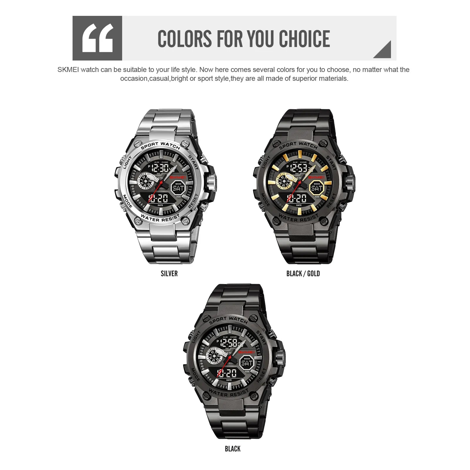 SKMEI - 2416 - Dual Display Sports Watch - silver image 4