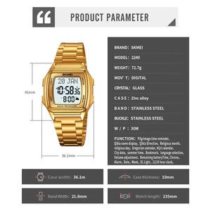 SKMEI - 2240 - Qibla Azan Time Reminder Prayer Watch - gold image 6