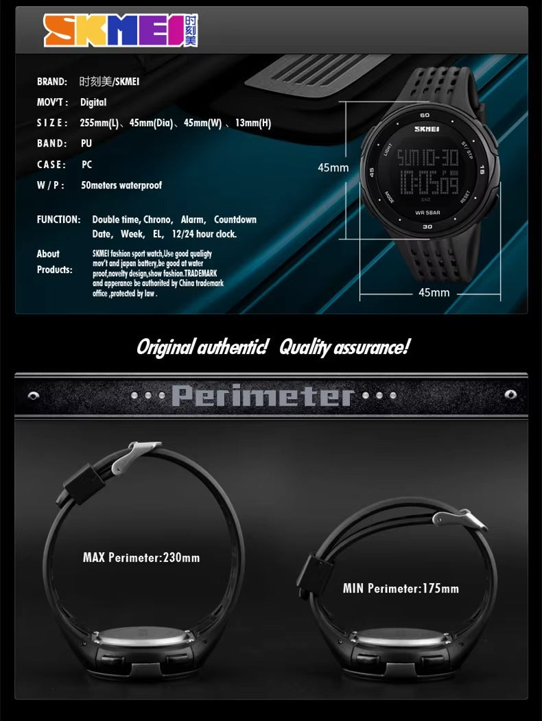 Skmei - 1219 - Digital Time Sports - Black image 5