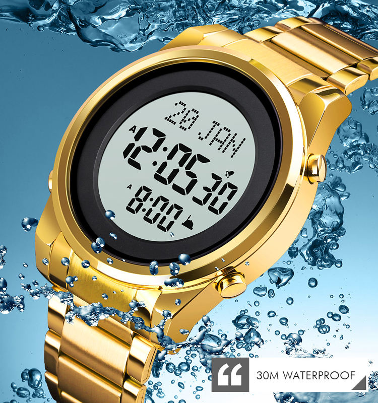SKMEI - 1734 - Qibla Azan Time Reminder Prayer Watch - gold image 1