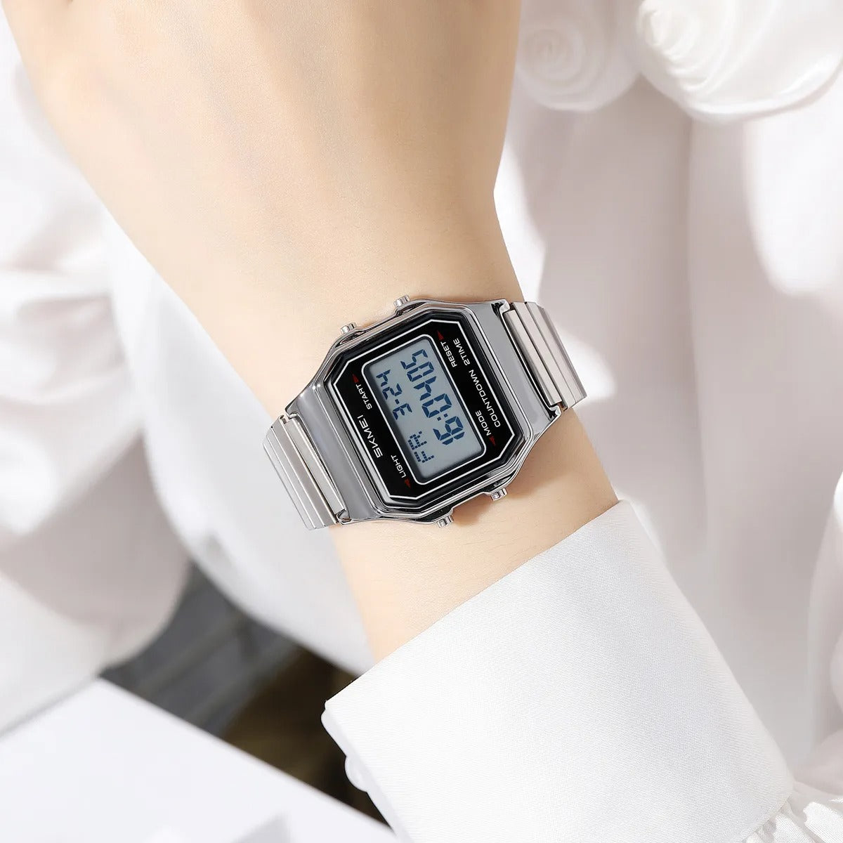 Skmei – 2465 – Digital Spring Strap Watch – Silver/SpringStrap image 2