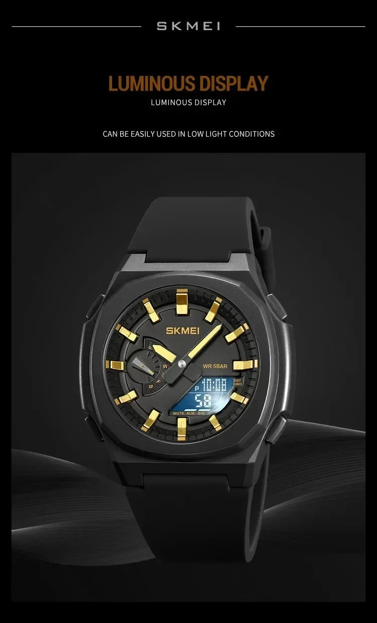 Skmei - 2091 - Digital Analog - Black/Gold-White image 3