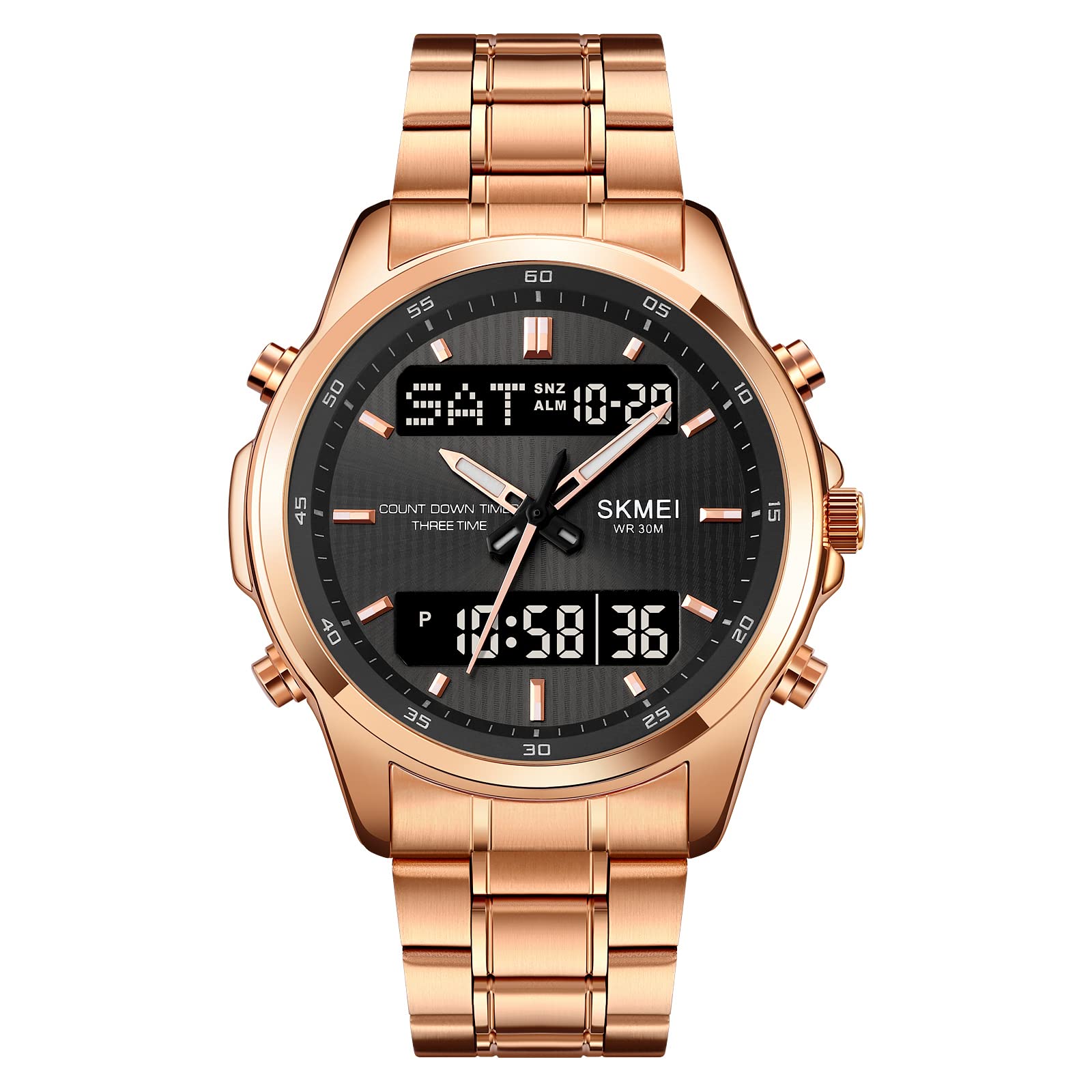 Skmei - 2049 - Multifunctional Waterproof Watch - Rosegold/Black image 0