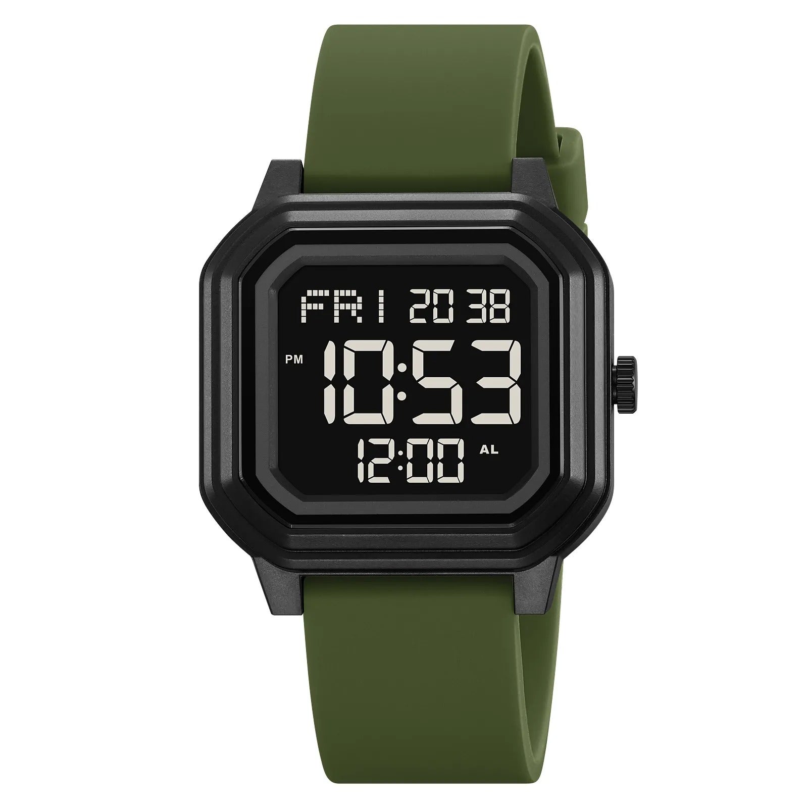 Skmei - 2558 - Minimal Time Digital Watch - Army Green image 0