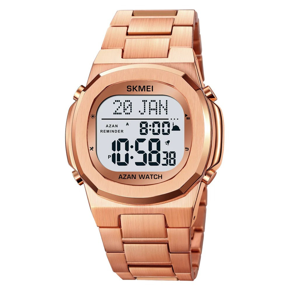 SKMEI - 2036 - Qibla Azan Time Reminder Prayer Watch - Rosegold/white image 0